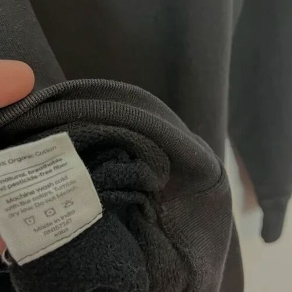 MATE THE LABEL ORGANIC OVERSIZED FLEECE CREWNECK HOODIE SWEATSHIRT BLACK M/L NWT - Picture 7 of 7